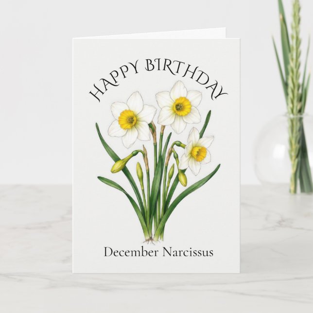 Narziss-Geburtstag im Dezember Karte (Vorderseite)