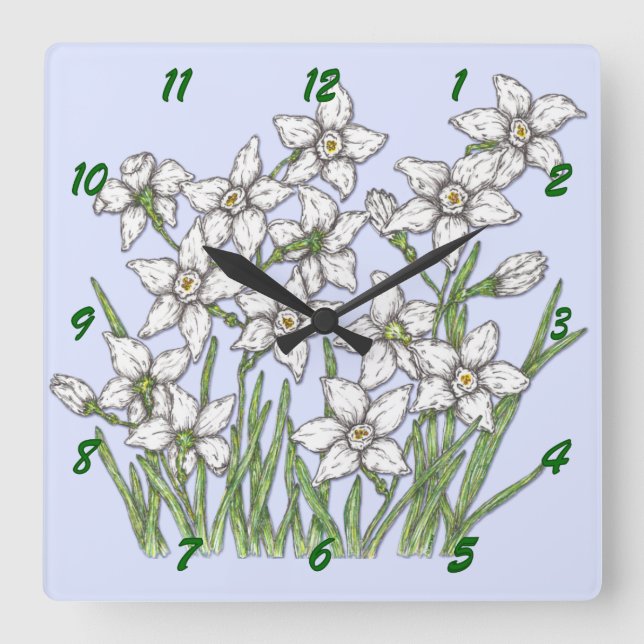 Narziss Quadratische Wanduhr (Vorderseite)