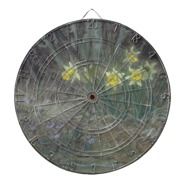 Narzisse Blume und Violetten (von Millet) Dartscheibe (vorne)