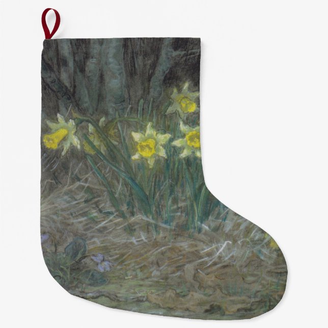 Narzisse Blume und Violetten (von Millet) Großer Weihnachtsstrumpf (Vorderseite)