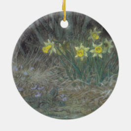 Narzisse Blume und Violetten (von Millet) Keramik Ornament