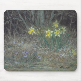 Narzisse Blume und Violetten (von Millet) Mousepad