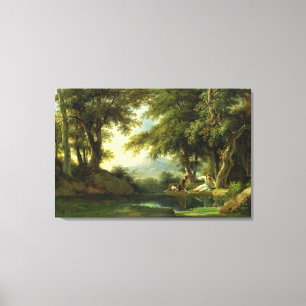 Narzisse, die seine Reflexion bewundert Leinwanddruck