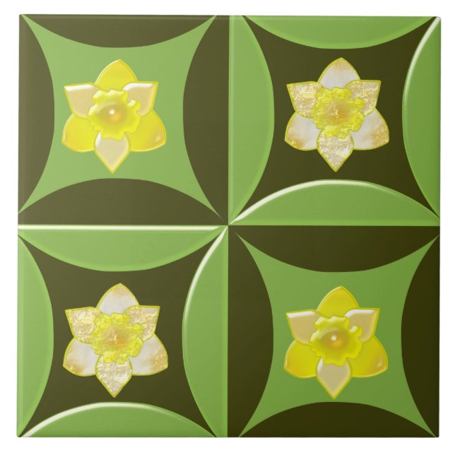 Narzisse im Loch in der Barenttür Fliese (Vorderseite)