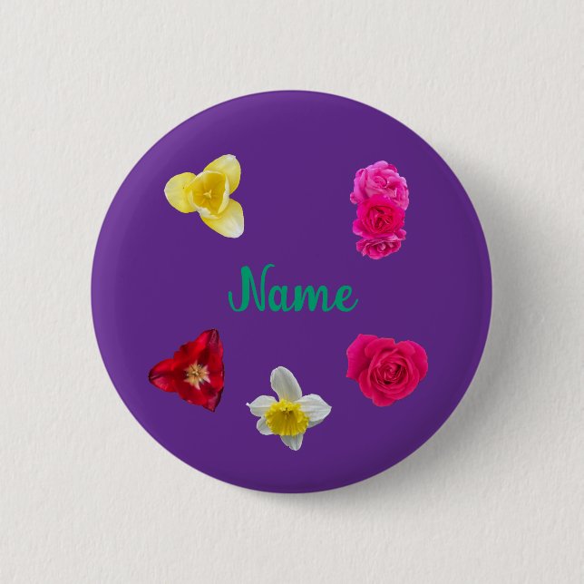Narzisse, Tulpen und Rosen Button (Vorderseite)