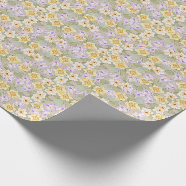 Narzisse und Crocus Wrapping Paper Geschenkpapier (Ecke)