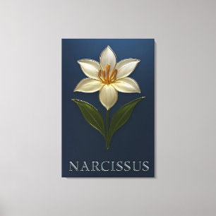 Narzissen Blume – Moderne Botanische Glanzkunst Leinwanddruck