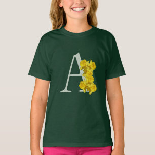 Narzissen-Monogramm Initiale A   T-Shirt