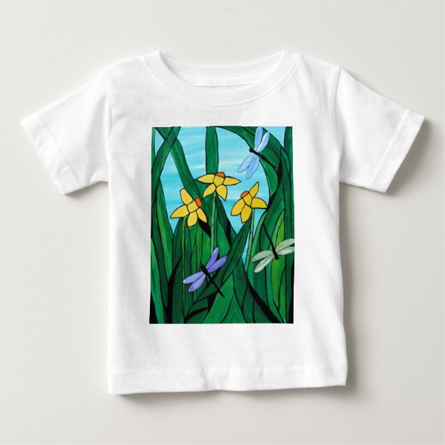 Narzissen und Drache fliegt Baby T-shirt (Vorderseite)