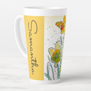 Narzissenblume Florale Wasserfarbe Frau Name Milchtasse