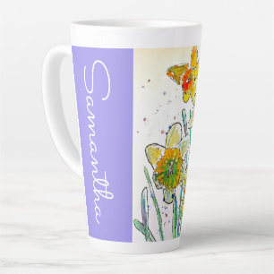 Narzissenblume Florale Wasserfarbe Frau Name Milchtasse