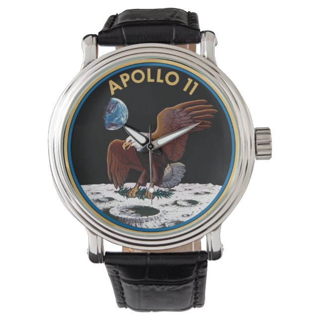 NASA Apollo 11 Logo Rundschau Armbanduhr (Vorderseite)