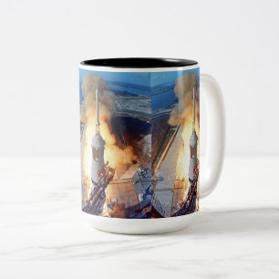 NASA Apollo 11 Moon Landing Rocket Launch Zweifarbige Tasse