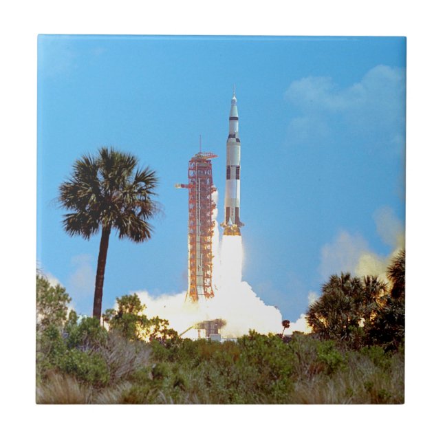 NASA Apollo 16 Saturn V Raketenstart Fliese (Vorderseite)