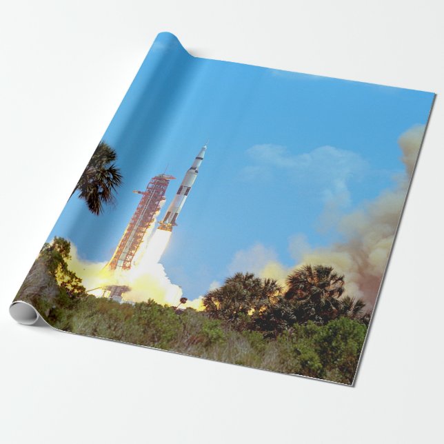 NASA Apollo 16 Saturn V Raketenstart Geschenkpapier (Ungerollt)
