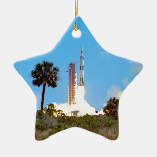NASA Apollo 16 Saturn V Raketenstart Keramik Ornament