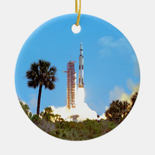 NASA Apollo 16 Saturn V Raketenstart Keramik Ornament