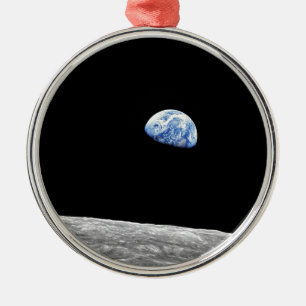 NASA Apollo 8 Earthrise Mond Lunar Orbit Foto Silbernes Ornament