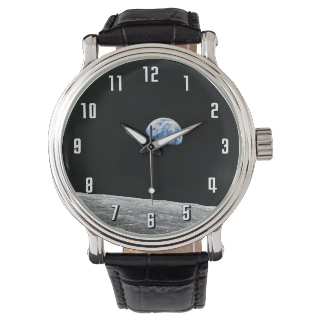 NASA Apollo 8 Earthrise Moon Lunar Orbit Foto Armbanduhr (Vorderseite)