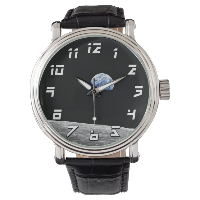 NASA Apollo 8 Earthrise Moon Lunar Orbit Foto Armbanduhr (Vorderseite)