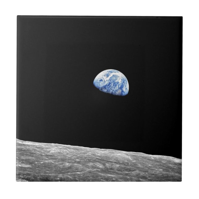 NASA Apollo 8 Earthrise Moon Lunar Orbit Foto Fliese (Vorderseite)