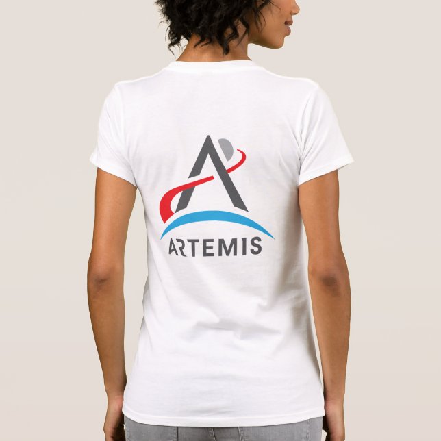 NASA Artemis Logo Frauenrakete Weiß T-Shirt (Rückseite)