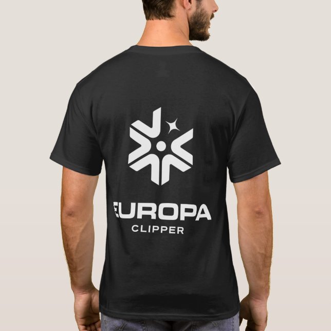 NASA Europa Clipper 1-farbiges Logo Eclipse Black T-Shirt (Rückseite)