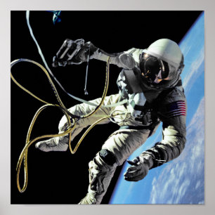 NASA Foto des ersten amerikanischen Astronauten be Poster