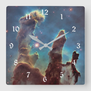 NASA Hubble Telescope Photo PIllars of Creation Quadratische Wanduhr