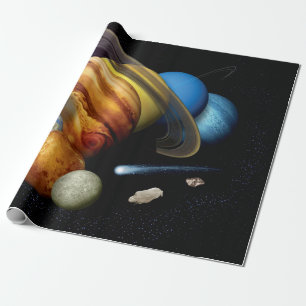NASA JPL Solar System Planets Montage Space Foto Geschenkpapier