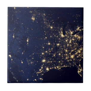 Nasa-Lichter aus dem Weltraum USA Fliese