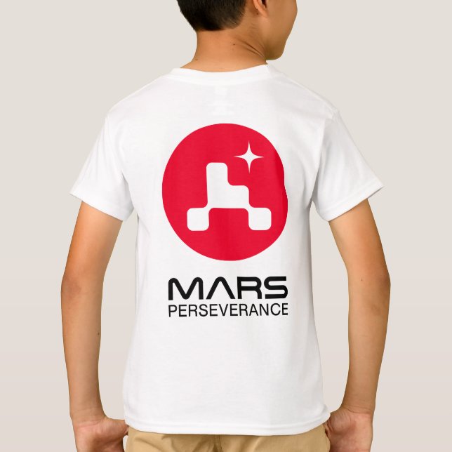 NASA-Mars: Ausdauernde Rover Rocket White Kids" T-Shirt (Rückseite)