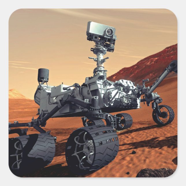 NASA-Mars Neugier Rover Artist Concept Quadratischer Aufkleber (Vorderseite)