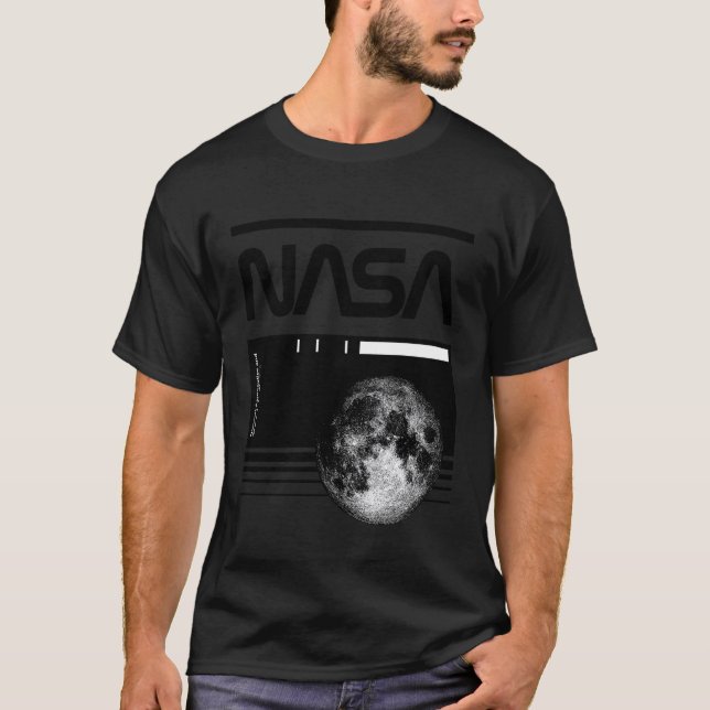 NASA - Mond Blueprint & Barcode T-Shirt (Vorderseite)