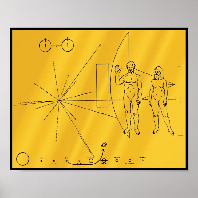 NASA Pioneer 10 Space Probe Gold Plaque Poster (Vorne)