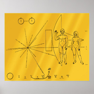 NASA Pioneer 10 Space Probe Gold Plaque Poster