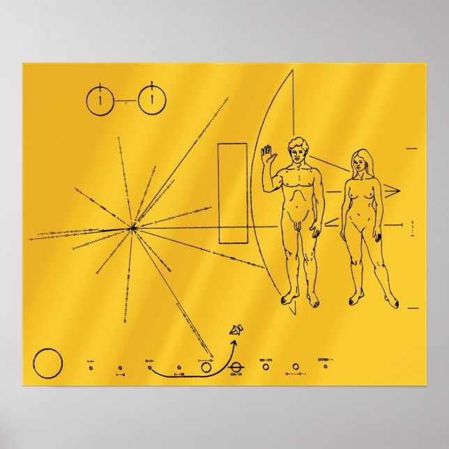 NASA Pioneer 10 Space Probe Gold Plaque Poster (Vorne)