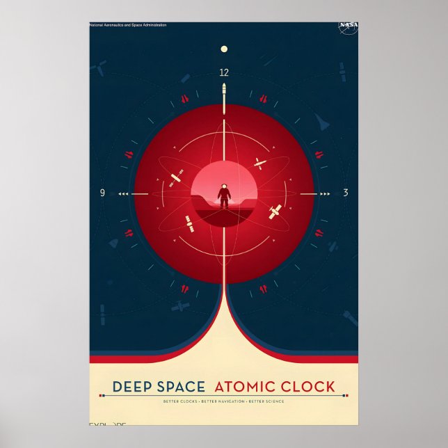 NASA Retro Style Travel Poster - Deep Space Atomic (Vorne)