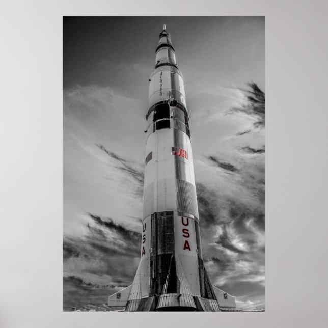 NASA Saturn V - USA Color Splash Poster (Vorne)
