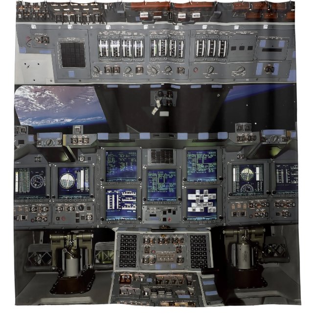 NASA Space Shuttle Cockpit Earth Orbit Window View Duschvorhang (Vorderseite)