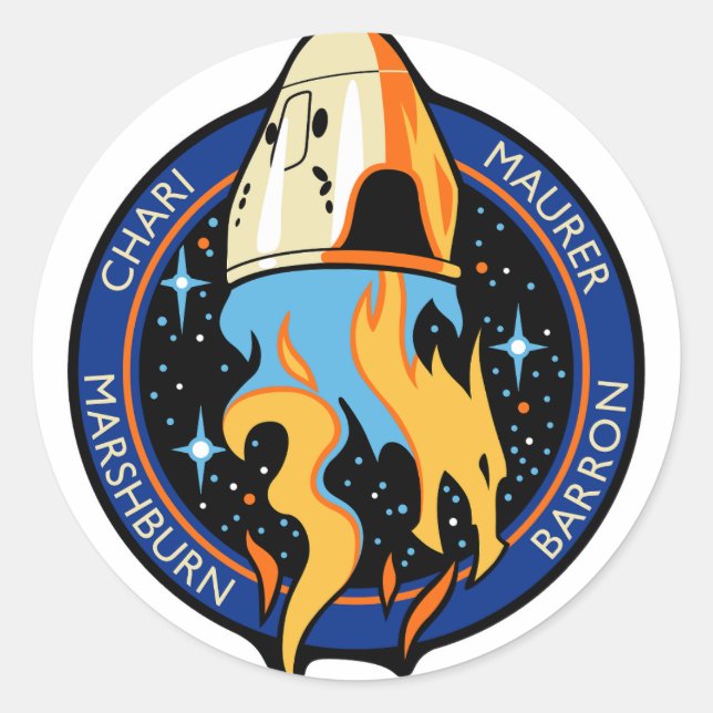 NASA SpaceX Crew 3 Logo Runder Aufkleber (Vorderseite)