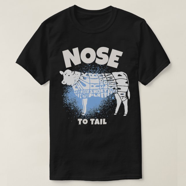 Nase zum Schwanz Kuh Fleischfresser Keto Paleo Diä T-Shirt (Design vorne)