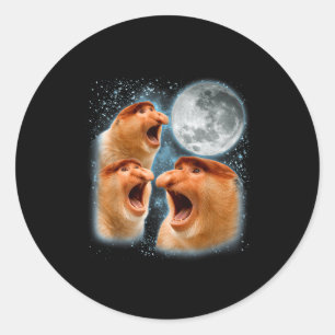 Nasenaffe Liebhaber Galaxie Mond Wildtiere Tier Runder Aufkleber