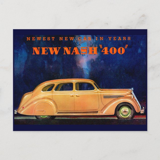 Nash 400 ~ Vintage Automobil-/Kfz-Werbung Postkarte (Vorderseite)