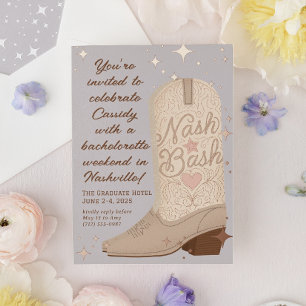 Nash Bash Cowgirl Boot Junggeselinnen-Abschied Folieneinladung