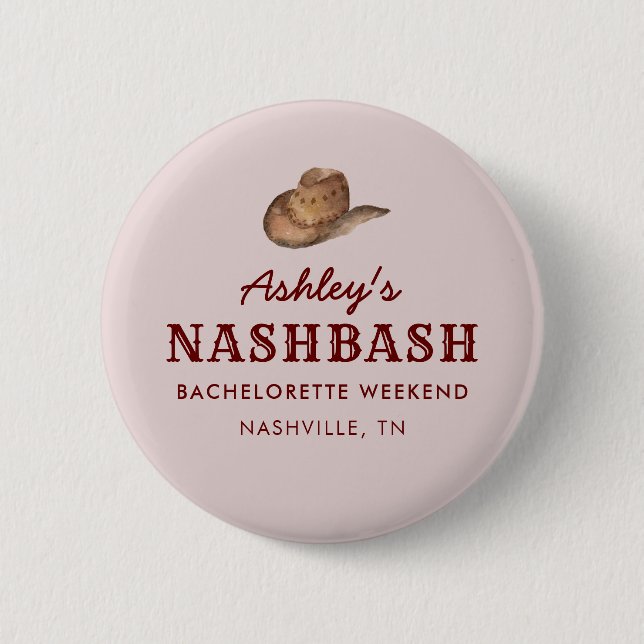 Nash Bash Nashville Junggeselinnen-Abschied Weeken Button (Vorderseite)