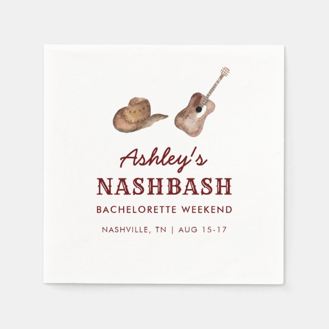 Nash Bash Nashville Junggeselinnen-Abschied Weeken Serviette (Vorderseite)