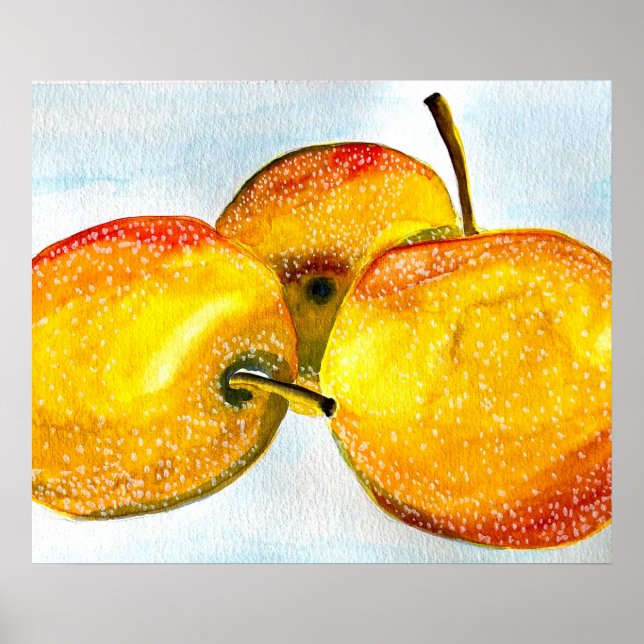 Nashi Birne Aquarellfrucht Art Poster (Vorne)