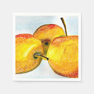 Nashi Birnen Gelbe Aquarellfrucht Serviette
