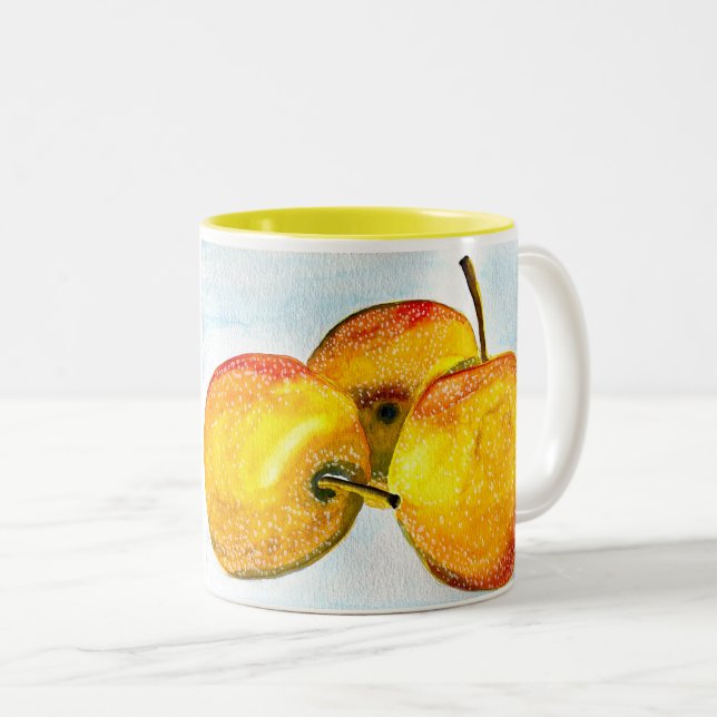 Nashi Birnen Gelbe Aquarellfrucht Zweifarbige Tasse (VorderseiteRechts)